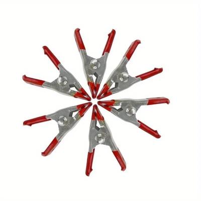 5pcs Mini Metal Heavy Duty Spring Clamps Crocodile Clip Red Plastic Tips Tool Clips Grip Holder