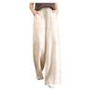 Pantaloni Larghi in Cotone e Lino Taglie Forti da Donna - Vita Elastica, Coulisse, Vestibilità Ampia per Primavera/Estate