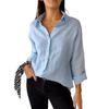 Camicia da Donna con Collo a Revers Manica Lunga Monopetto Top Camicia Colore Unico Vestibilità Larga Camicia Casual Top da Lavoro da Ufficio Streetwear
