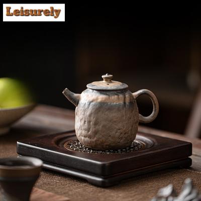 Tetera de hierro dorado esmaltado de 220 ml, hecha a mano, de piedra antigua, con barro, resistente, para preparar té con infusor, artículos de té Puer, artesanía.
