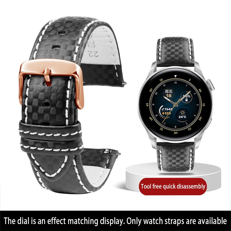 Calfskin strap Bracelet Carbonfiber Grain Watchband 18mm 20mm Red Orange Stitching Watch Band 21mm 22mm 23mm 24mm Watch Strap