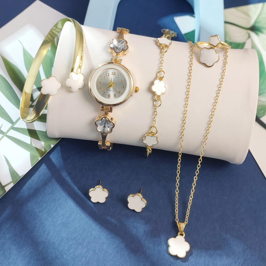 Ladies Xiaoxiangfeng Flower-Shaped Set Watch, Popular Internet Celebrity Skit Female Lead With The Same Gold Bracelet Limited Edition Watch
