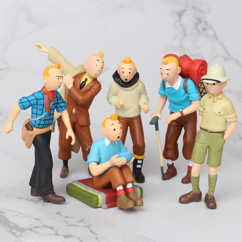 Entzückende Tim und Struppi Abenteuer Figuren Sammlung Set aus sechs PVC-Modellen für Sammler