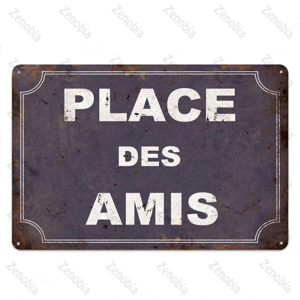 Place Des Aperos Plaque Metall Vintage Französisch Retro Metall Zinn Zeichen Bar Pub Club Wand Dekor Eisen Malerei Dekorative platte