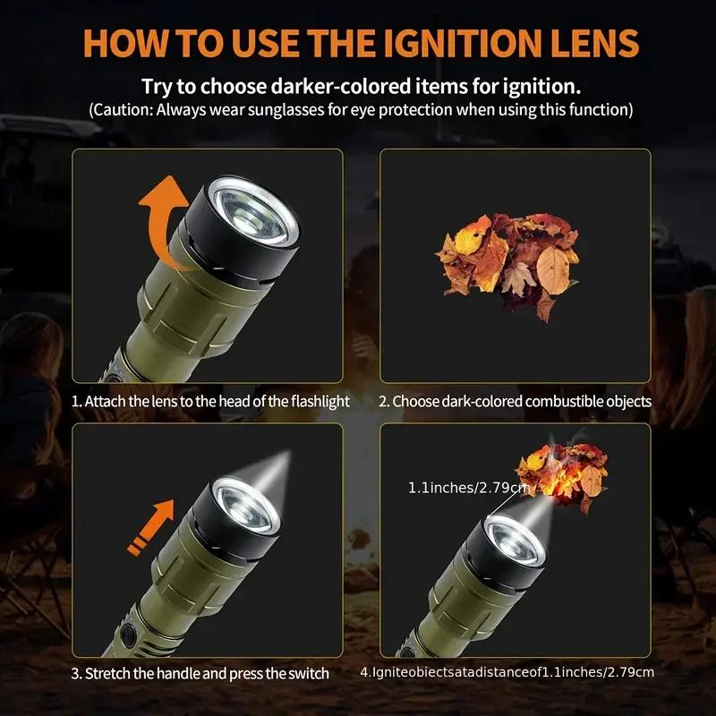 2503 Rechargeable Tactical LED Flashlight 5000 LM Super Bright Zoom Aluminum Alloy Torch Light for Camping/Hiking/Emergency Gear