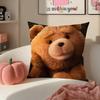 Movie TedTeddy Bear Cute Cushion Cover Pillowcase Short Plush Invisible zipper Room Sofa Cushion Cover