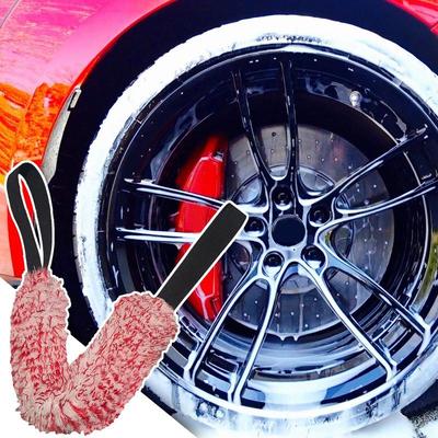 Car Cleaning Towels Plush Car Drying Towel Ultra-Absorbent Wash Towel Portable Double-Sided Rim Cleaning Brush with Long Strap