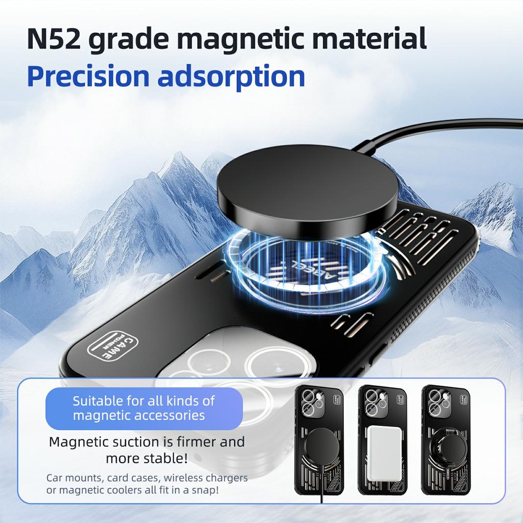 ABEEL For Oppo Reno15 Pro 5G (Global)/Reno15 5G (China) Magnetic Case Aluminium Alloy + PC + TPU Hollow Heat Dissipation Phone Cover