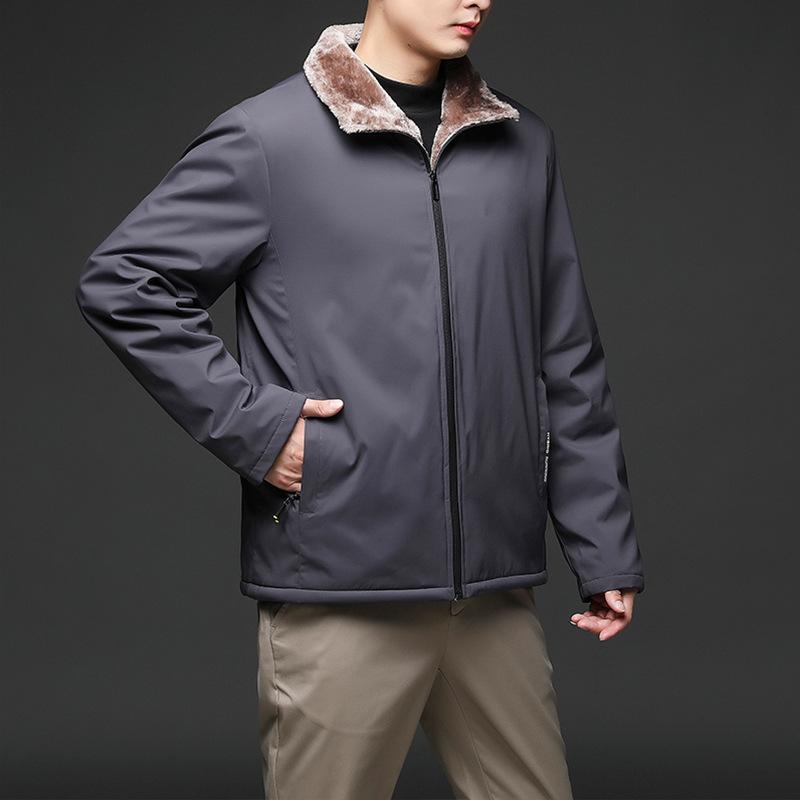 Herbst und Winter Neue Manteljacke Herren Samt Verdickter Warmer Baumwollmantel Trendy Mantel Stehkragen Businessjacke