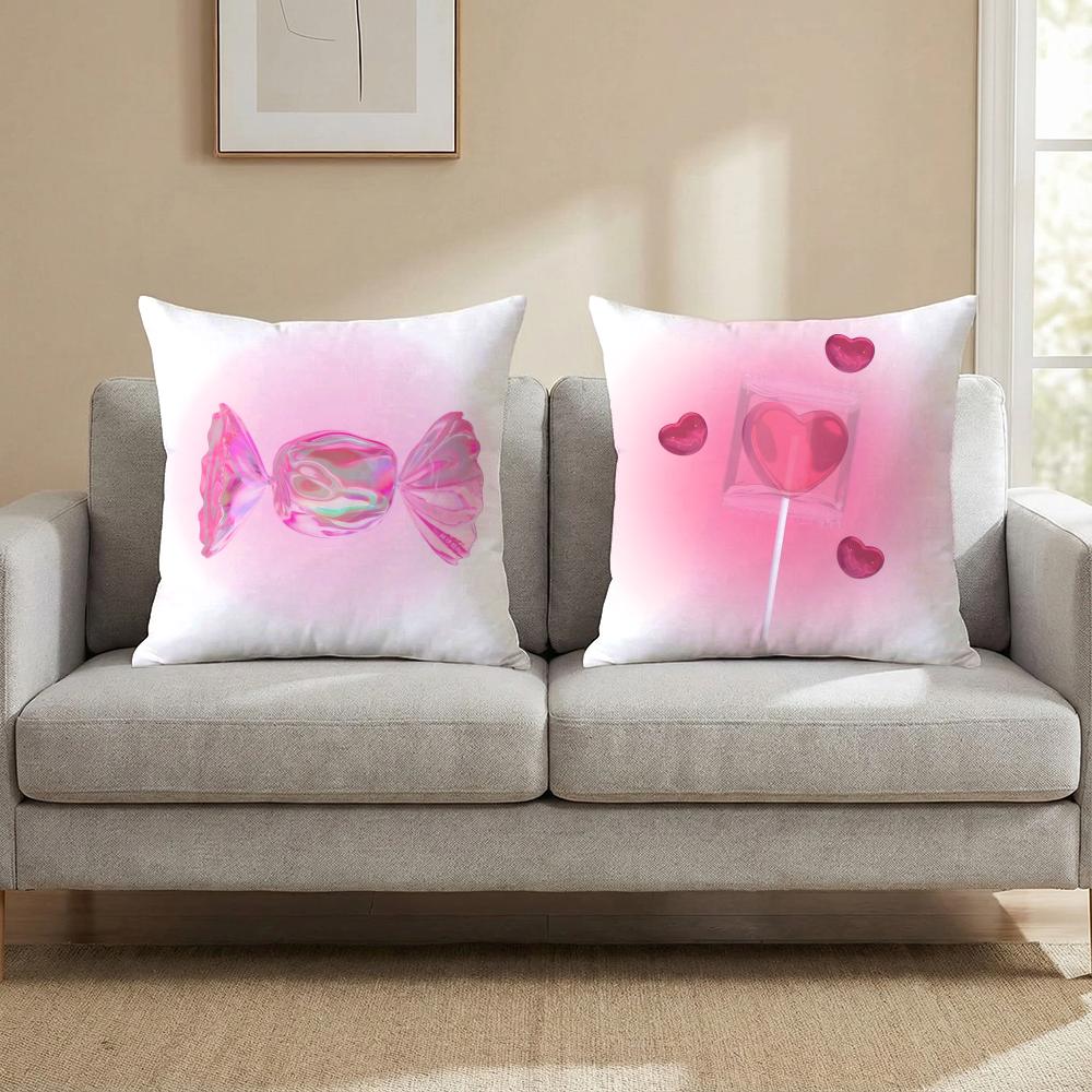 Pink candy Cushion Cover Multi-Scene Pillow Cover for Home & Car - Reversible, Soft & Durable for Daily Use