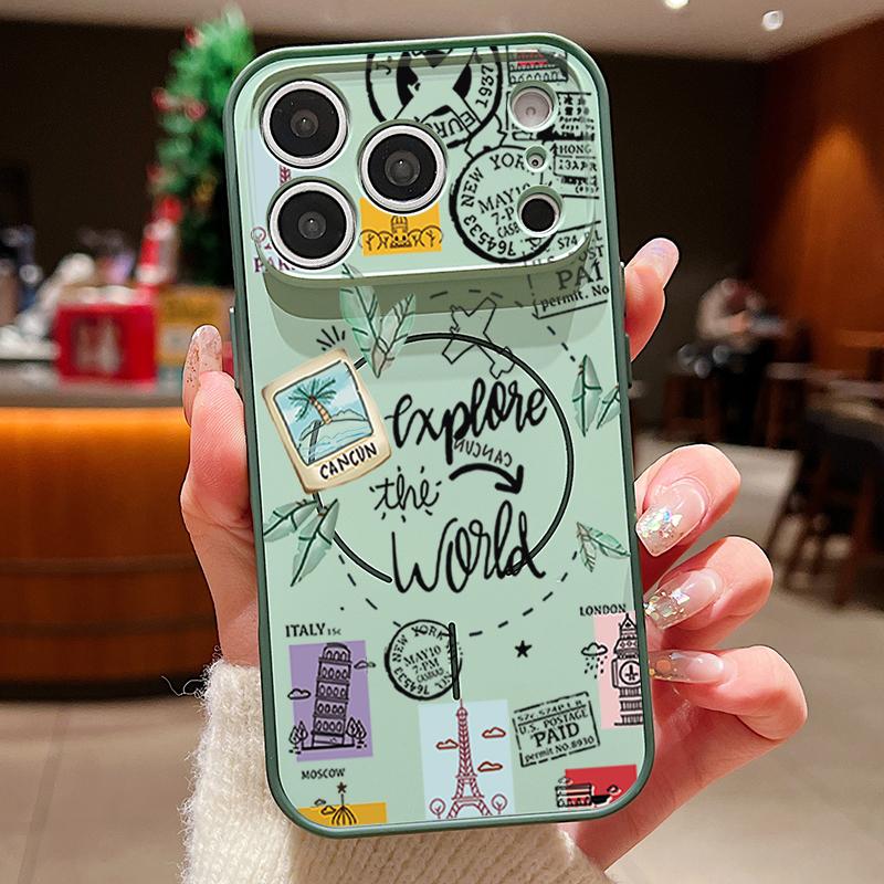 Travel Label Landmark Pattern Case For iPhone 17 Pro Max Magnetic For Magsafe Skin Feeling Cover For iPhone 16 15 14 13 Pro Max