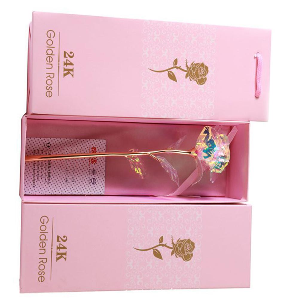 Valentines Day Creative Gift 24K Foil Plated Rose Gold Rose Lasts Forever Love Wedding Decor Lover Lighting Rose