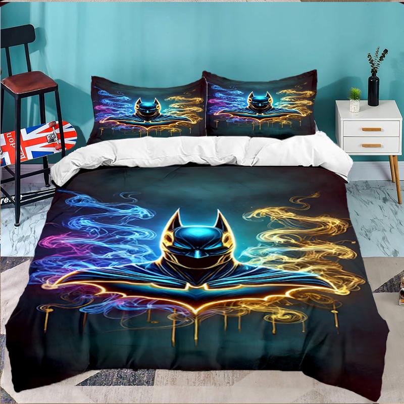 3PCS Breaks Through Bat Bedding set,Ideal For1pc Duvet Cover And 2pcs Pillowcases Perfect for Christmas gift,Ideal for Bedroom, Dormitory