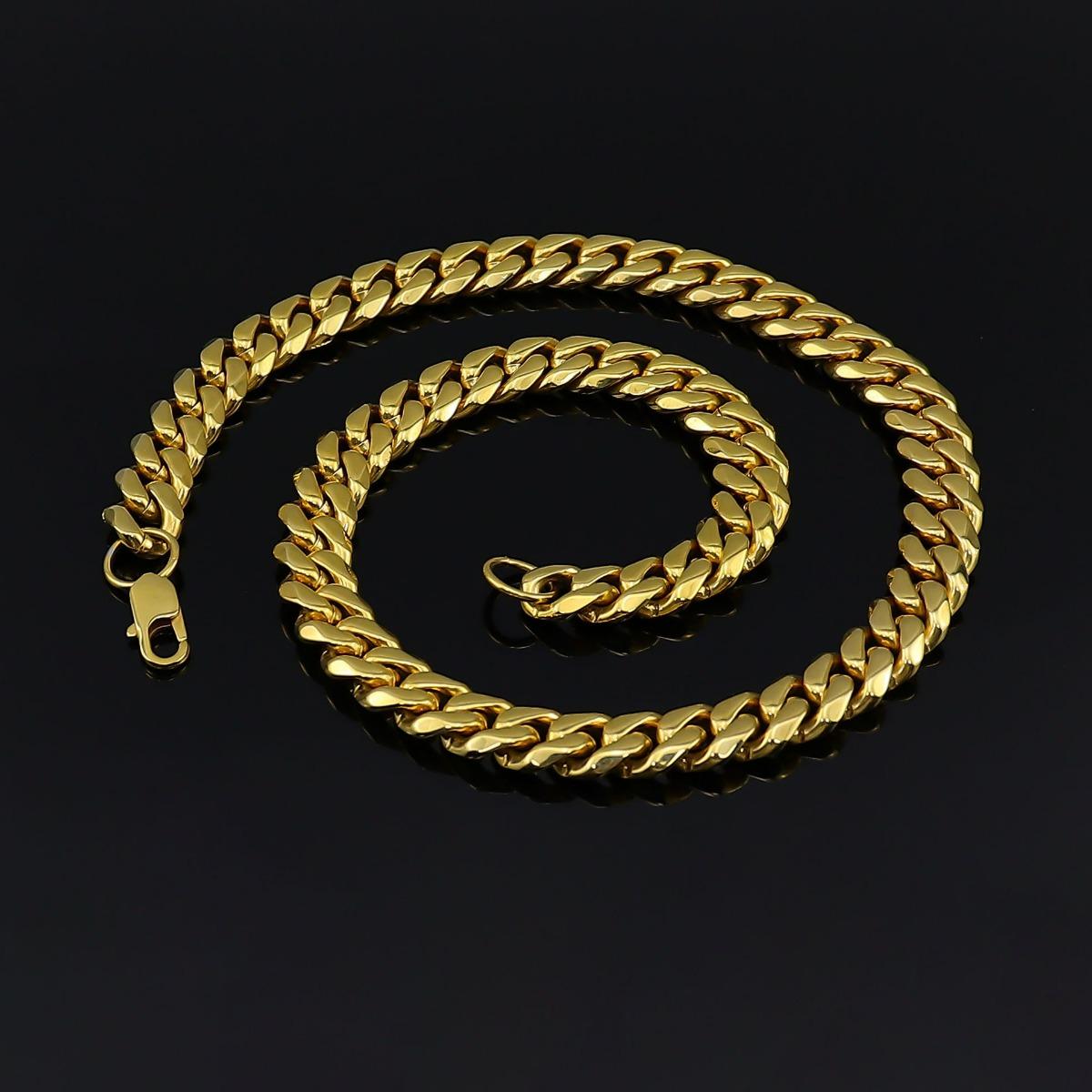 4-10 мм нержавеющая сталь Майами кубинская цепь ожерелье для мужчин хип-хоп дракон борода пряжка 10mm*16in золотой