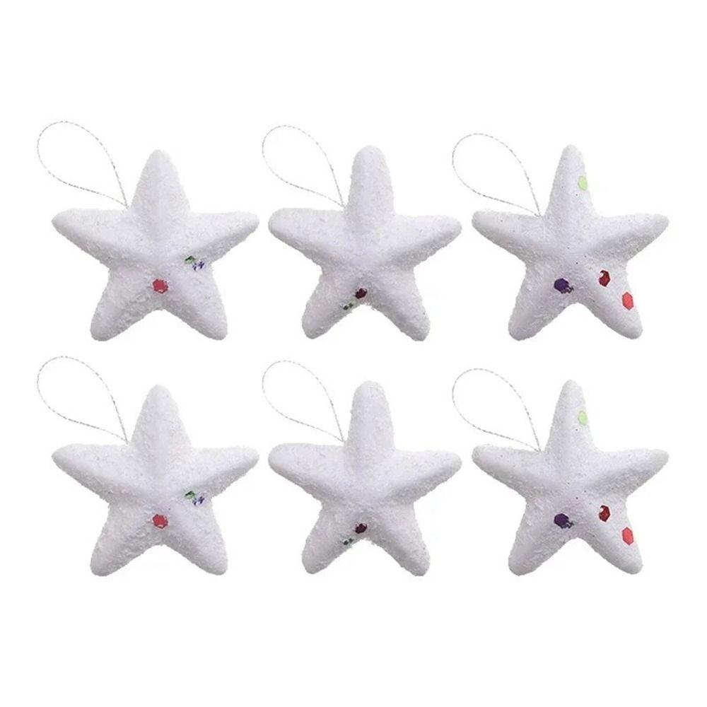6Pcs/set Plastic Xmas Star Hanging Ornaments Round Christmas Balls Pendants New Year