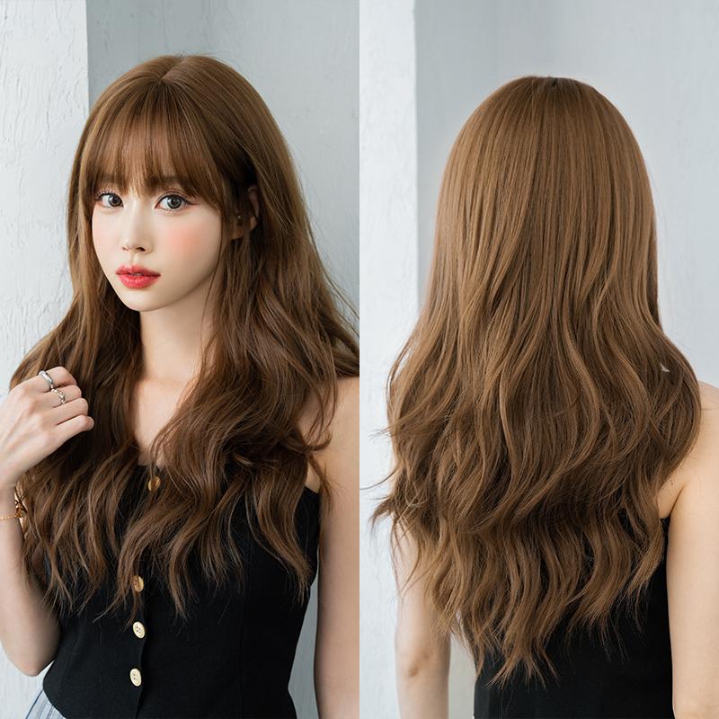 Professional  WIGS Long Body Wavy Sakura Pink Wig for Sweet Girl High Density Synthetic Loose Curly Hair Wig with Bangs Beginner Friendly