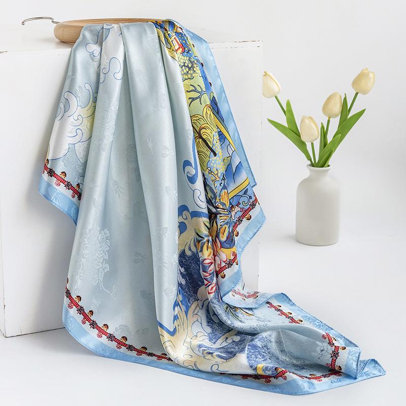 2024 Vår og Høst Tynt Fransk Beige Prikkete Skjerf Dames Firkantskjerf Sjal Ytre Dekorasjon Allsidig Skjerf