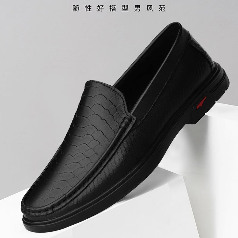 

Мужская мода из коровьей кожи первого слоя с тиснением под крокодила, британский деловой кэжуал, дышащая обувь для ног, мужская обувь 44 чёрный