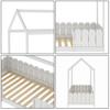 Single Bed Sturdy Construction High Stability Fence Design Mildew-proof Good Load-bearing Anti-fall Smooth Surface Frame Wooden Bedstead Bedroom