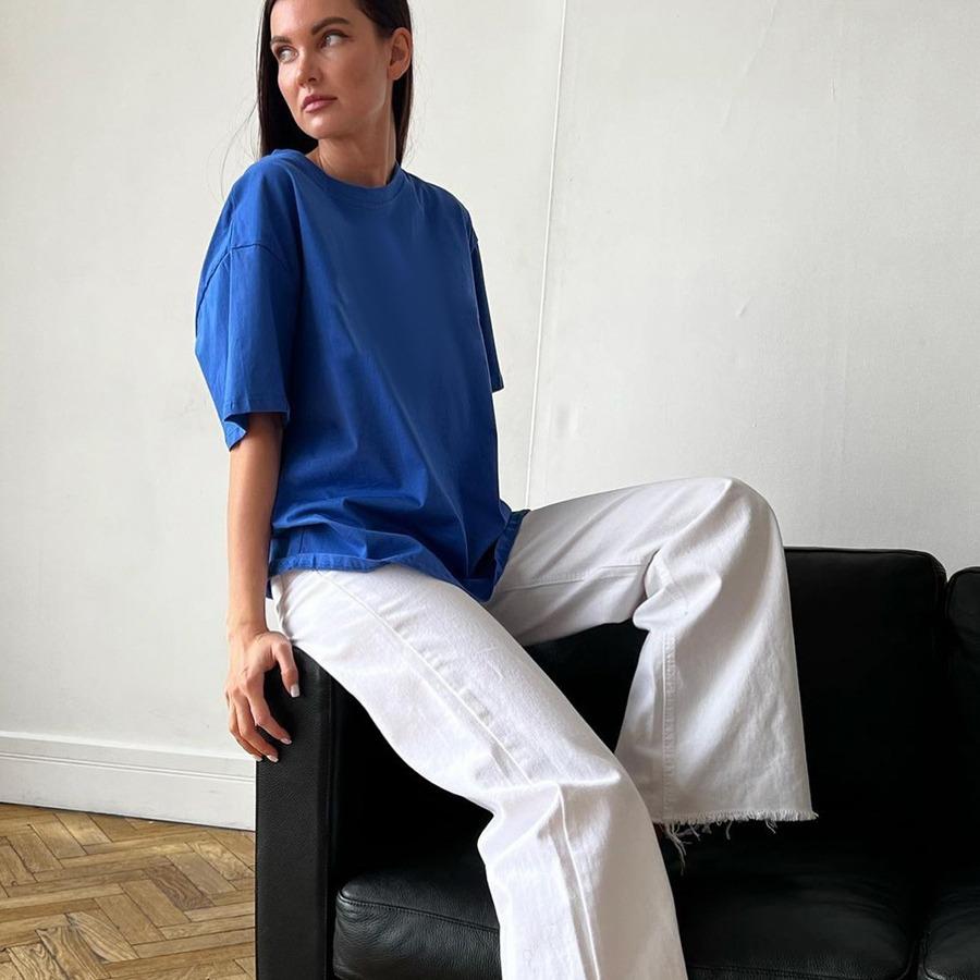 Women's Oversized Short Sleeve T-Shirts Basic Crewneck Tee Summer Breathable Loose Fit Casual Workout Solid Color Cotton Pullover Tops for Women