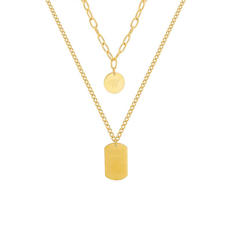 Street Hip-Hop Style Double-Layer Design Stacked Necklace, Men'S And Women'S Trendy Collarbone Chain Accessories P095