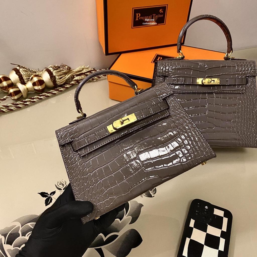 Europese & Amerikaanse Retro Krokodillenpatroon Kelly Enkelbandige Crossbody Tas: High-End, Modieuze, Lichte Luxe Handtas voor Dames