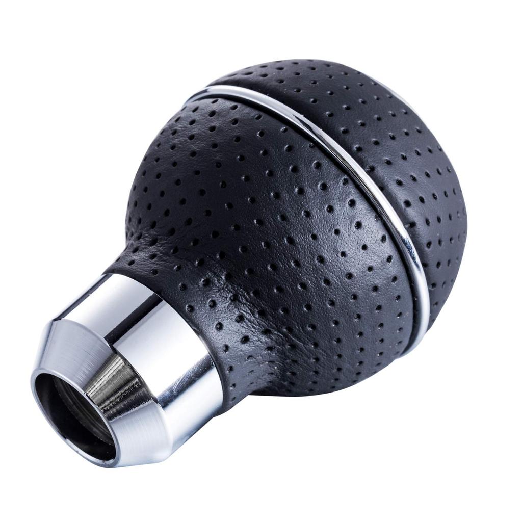 Bashineng 5 Speed Gear Shifter Knob Leather Stick Shift Lever for Auto and Manual Car Truck Car Accessories Universal (Silver)