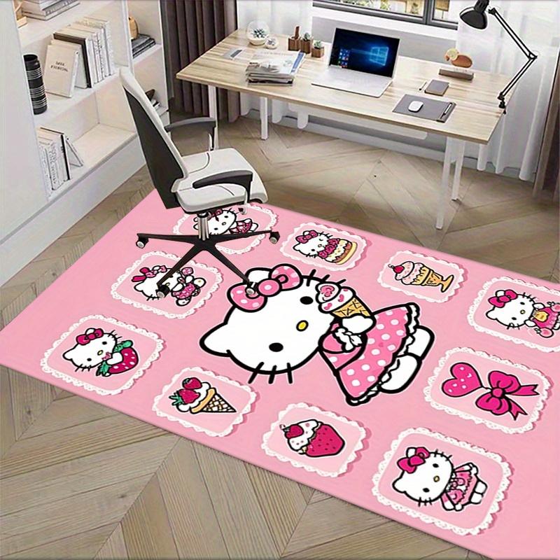 Office Rug Hello Kitty, Pink Anti-Slip Rug, Machine Washable for Living Room, Bedroom, Office, Multiple Sizes, Bedroom Mat, Decorative Mat, Durable Ma