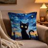 Anime Starry Sky Art cat Pillow Case Soft Plush Cushion Cover Double Print and Invisible Zipper for Sofa Home Car Use
