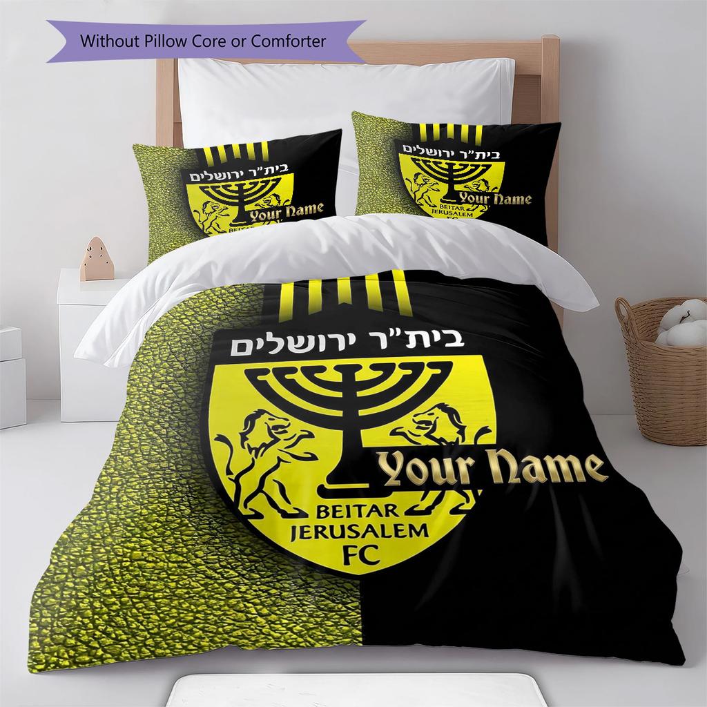Beitar Jerusalem Fc Crest Custom Name Pattern Bedding Quilt Set Quilt Cover Pillowcase Home Birthday Gift(1 * duvet cover + 2 * pillowcase, without co