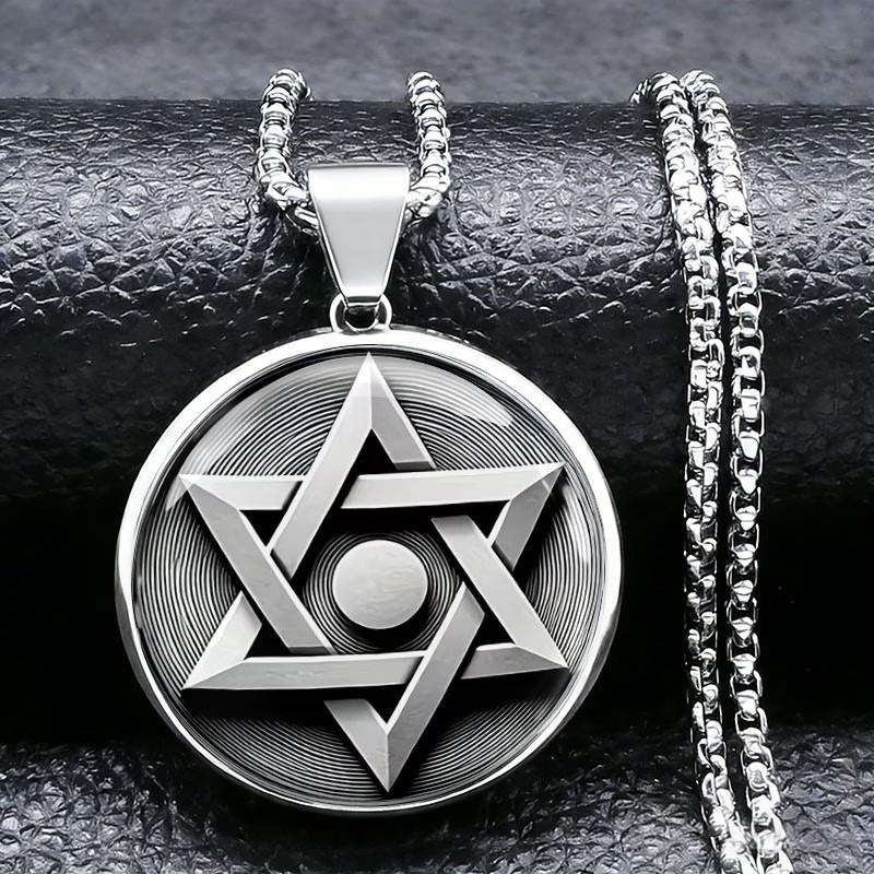 Men's Star of David Fashion Trend Hexagram Pattern Hip Hop Accessories Necklace Pendant