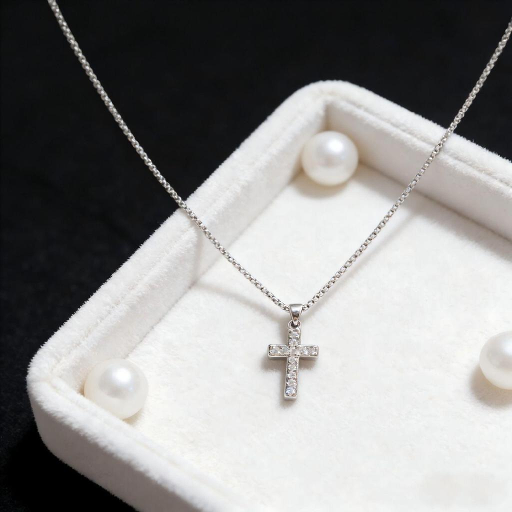 High-End Punk Style Zirconia Cross Necklace for Women