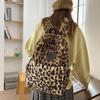 Schoolbag Korean Version Ins Retro Leopard Print Backpack Bag Female Niche Design Large Capacity Plush Student Schoolbag Casual Backpack