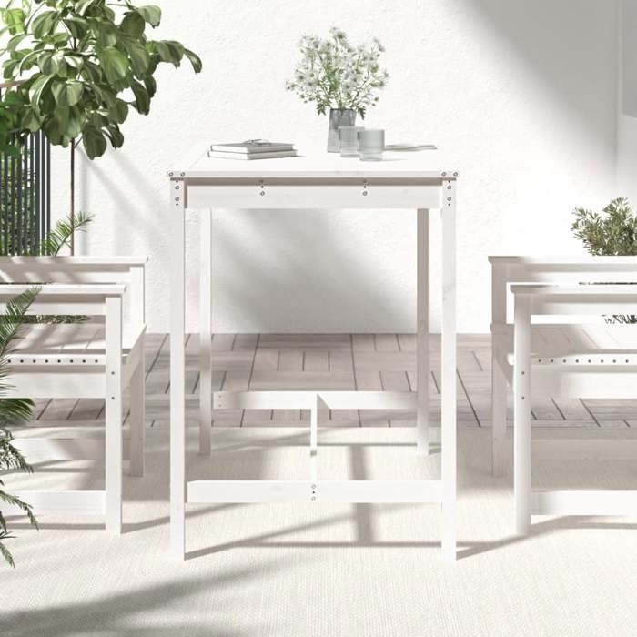 VidaXL Table de jardin blanc 121x82,5x110 cm bois massif de pin 824089