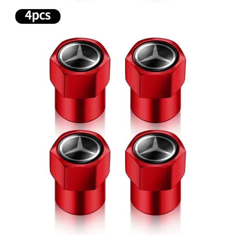 For Mercedes Benz 4pcs Car Tire Valve Caps Emblem Metal Cap Case For Mercedes Benz AMG W203 W204 W222 W221 W253 W205 W166 W167 W