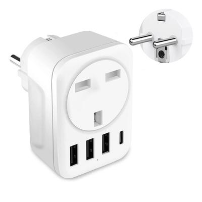 International Travel Voltages Converters Plugs Adapter UK To Germany USB C QC3.0 Charging Fireproof Material Portable
