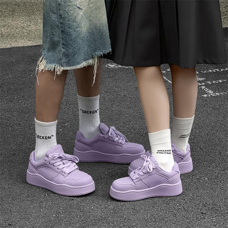 Rainbow color board shoes new breathable platform bread shoes heightening couple shoes sports casual shoes