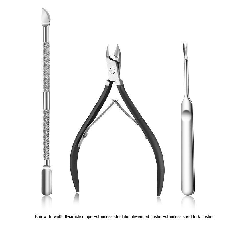 Stainless Steel Manicure Set: 3-Piece Dead Skin Scissors, Double-Headed Pusher, and Nail Clipper