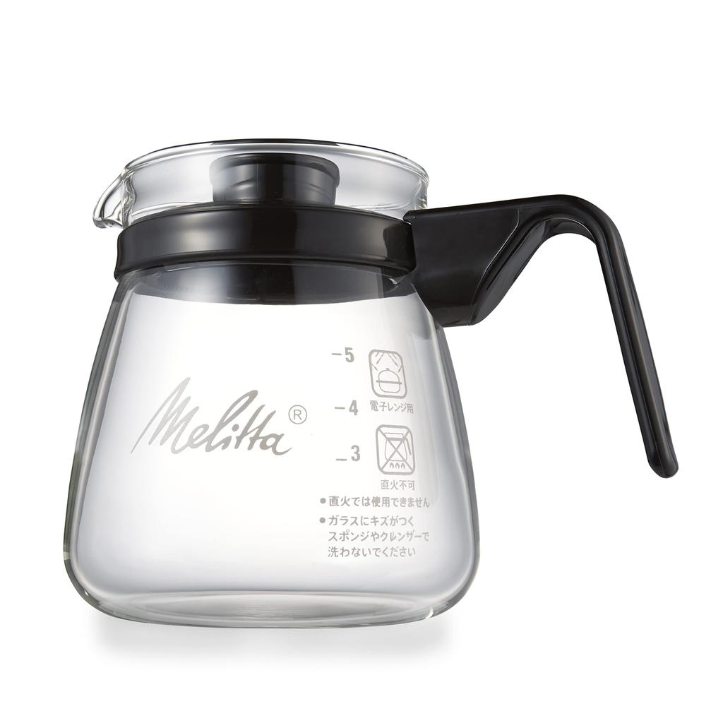 Melitta Coffee Server Glass Heat Resistant Microwave Safe 750ml 6 Cup Glass Pot MJG-750S Black