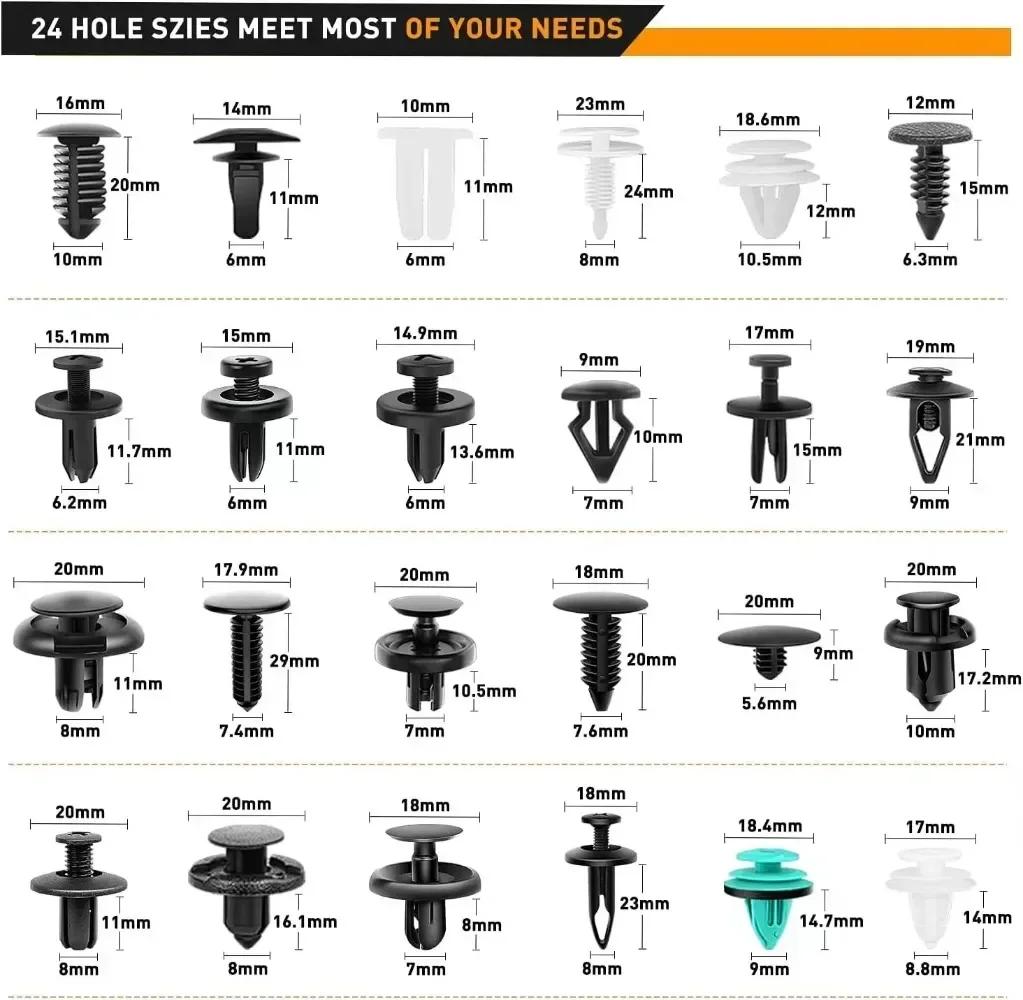 New 845pc-100Pc Car Fastener Clip Kit Fender Rivet Clip Auto Body Push Retainer Pin Rivet Bumper Door Trim Panel Retainer Repair