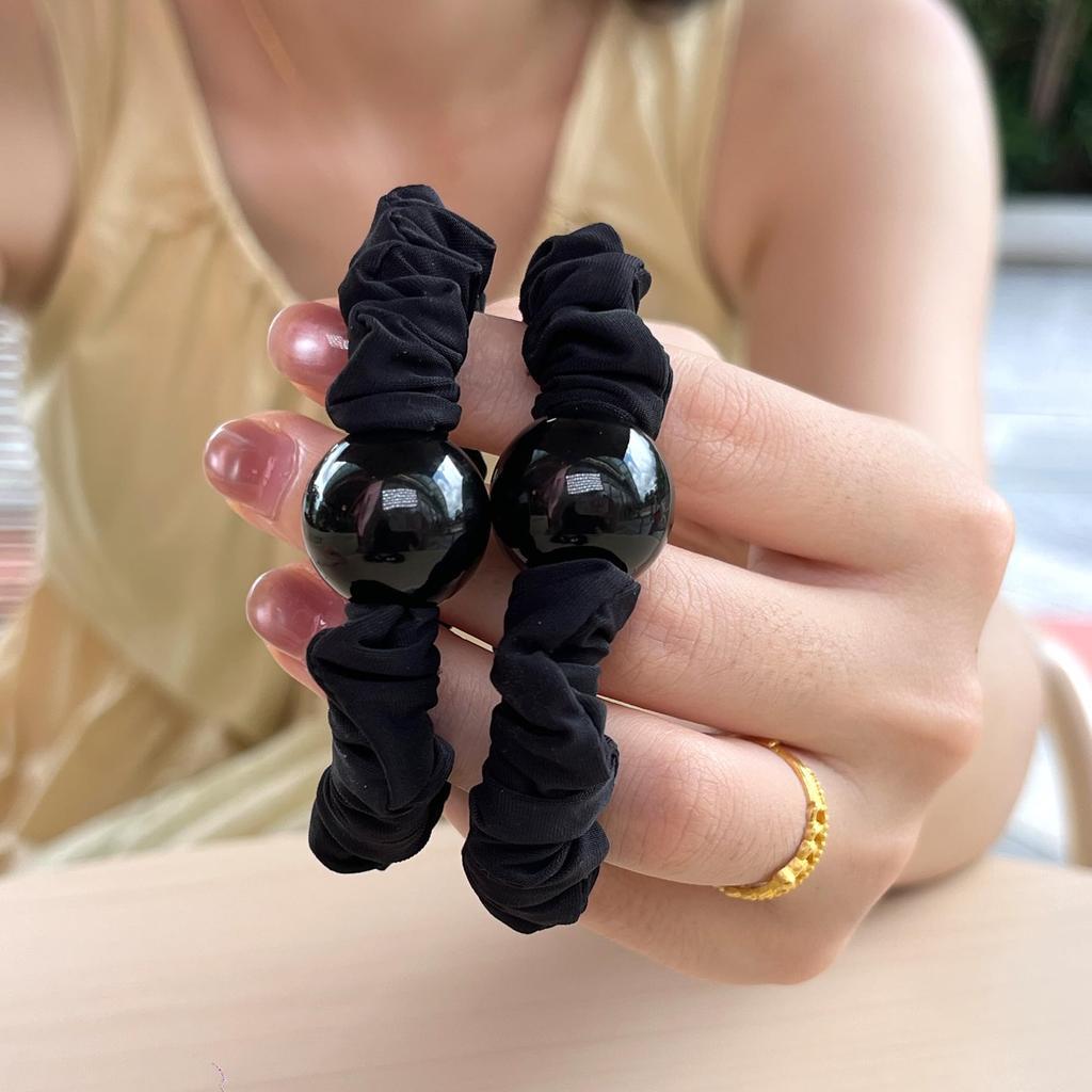 hair for Elegant and suitable for women with thick Perfect for everyday or as a Pearl-trimmed tie, scrunchie-style, women. simple, hair. wear,