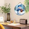 Cute Winter Wonderland Wooden Christmas Sign with Adorable Snowman Rugby Pattern, Ideal for Front Door Wall Hanging Decor, Ideal Christmas Gift