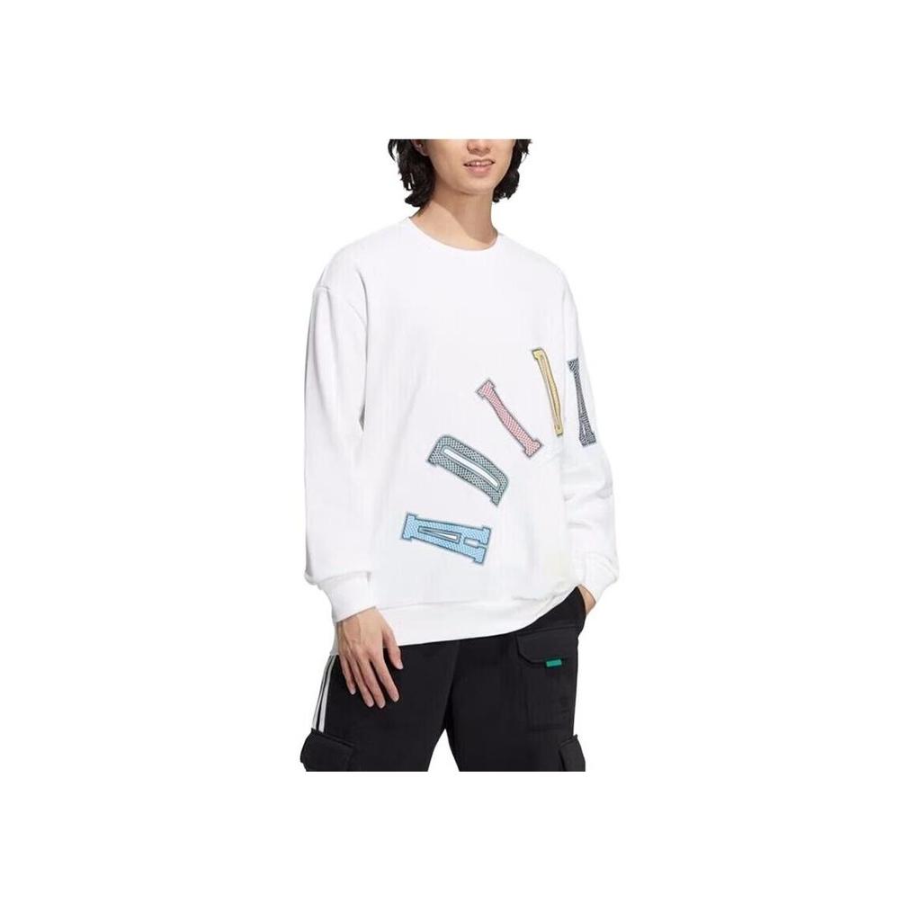 Adidas Neo Classic Logo Print Soft Casual Sweatshirt Daily Wear Tops Men White HM9993