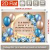 2D Flat Surface 1 Piece Birthday Happy Blue Rose Golden Balloon Polyester Background Fabric Suitable for Farms and Gardens