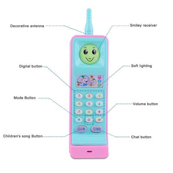 Cartoon Music Colorful Light Voice Electronic Mobile Phone Educational Kids Toy