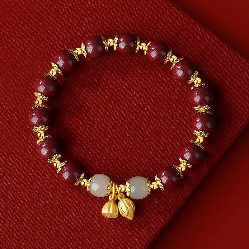 

Recommended real-shot photos of the Two Worlds Joy lotus seed pod and Hetian jade bracelet for women in purple gold sand/Imperial Sand Ethnic Purple Gold Sand Bracelet