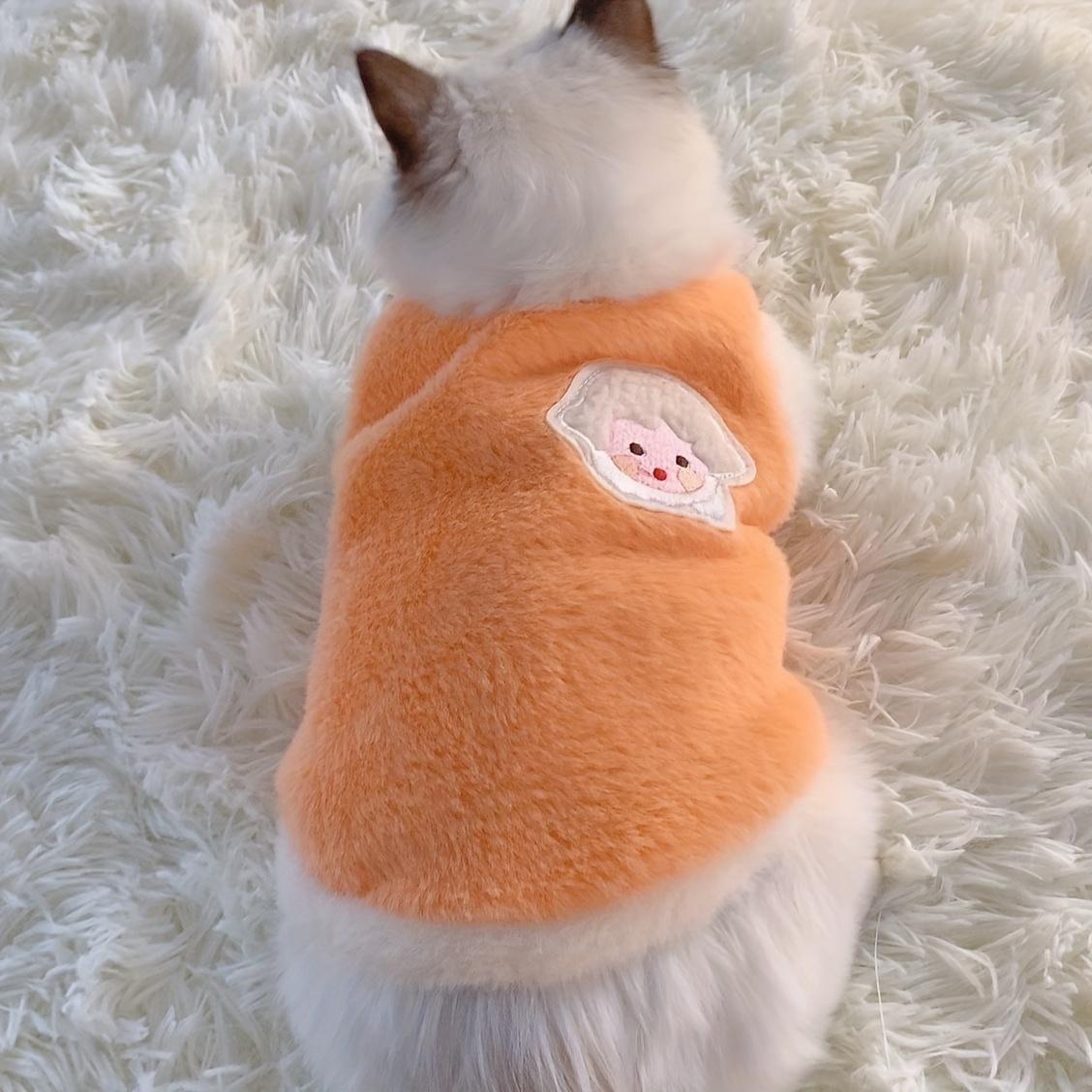 

Adorable Autumn and Winter Cat Winter Clothes, Thickened Vest for Warmth, Anti-Fall Design for Puppies, Kittens, and Small Pets XL золотий