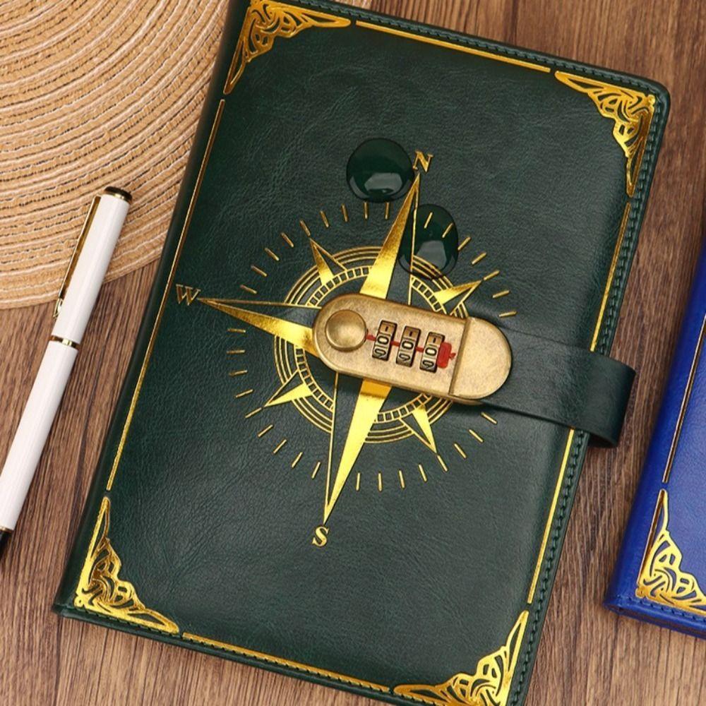 Diary Password Lock Notebook A5 Vintage Codebook Creative Retro Notebook  Student
