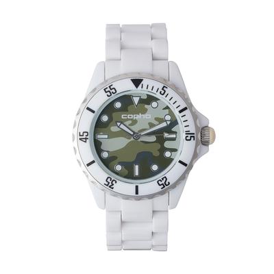 Watch Unisex Limited Edition Design Lightweight Durable Quartz Official Import Camouflage Green Dial X White Strap [COPHA] SWAGGER-CAMO Diver's