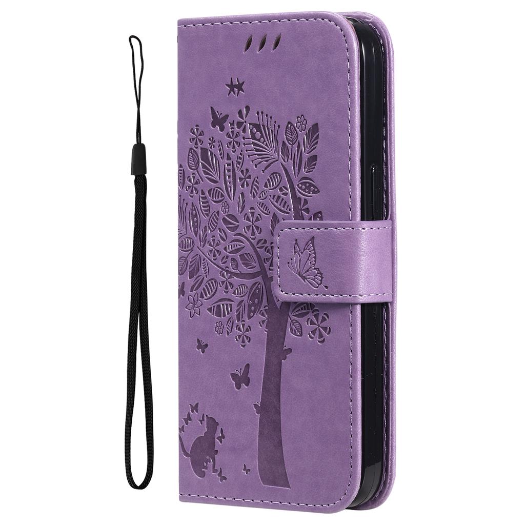 For Xiaomi 14 Phone Case with Stand Cat Tree Pattern Leather Wallet Mobile Cover